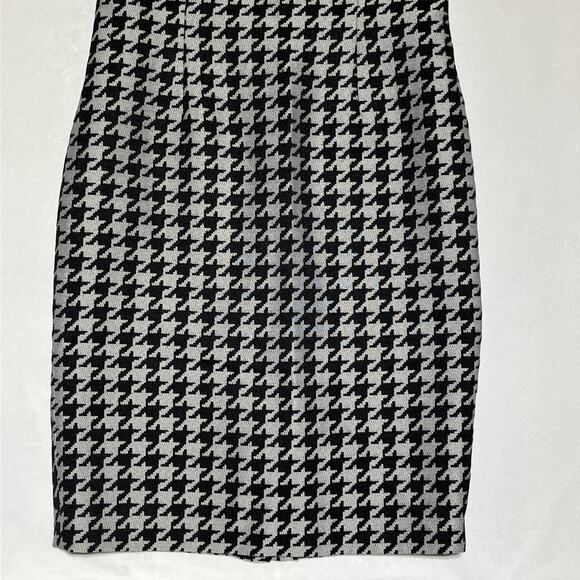 Kasper Sheath Dress Womens 8 Black Grey Houndstooth Midi Stretch Office - Picture 5 of 13